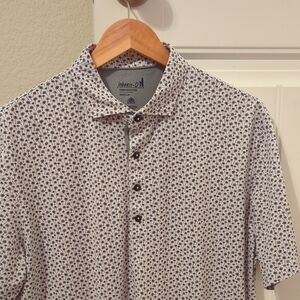 Johnnie-O Black and White Casual Button Down Shirt with Geometric Print